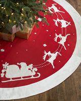 Saia para Árvore de Natal em Veludo Vermelho com Aplicação de Papai Noel