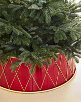 Saia Rígida para Árvore de Natal Tambor Vermelho com Detalhes Dourados