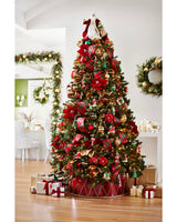 Saia Rígida para Árvore de Natal Tambor Vermelho com Detalhes Dourados