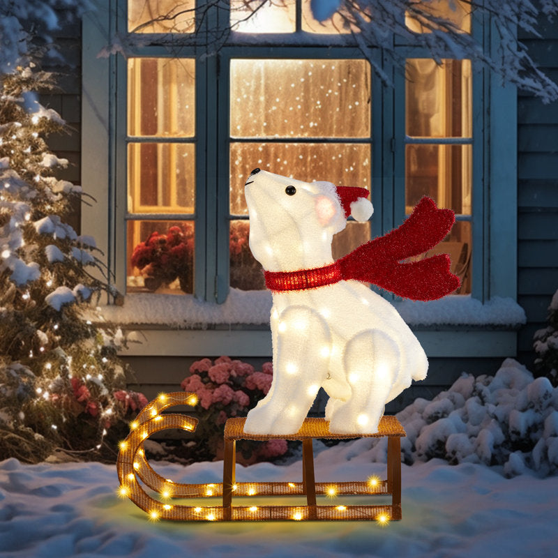 Urso Polar no Trenó Iluminado com 104 LEDs – 85 cm — imagem 1