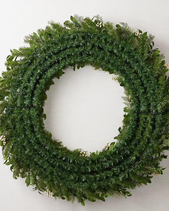 Guirlanda de Natal 90 cm com LED, Folhagens Verdes e Mini Frutas Claras