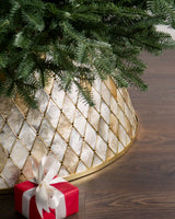 Saia Rígida para Árvore de Natal Mosaico Perolado com Dourado