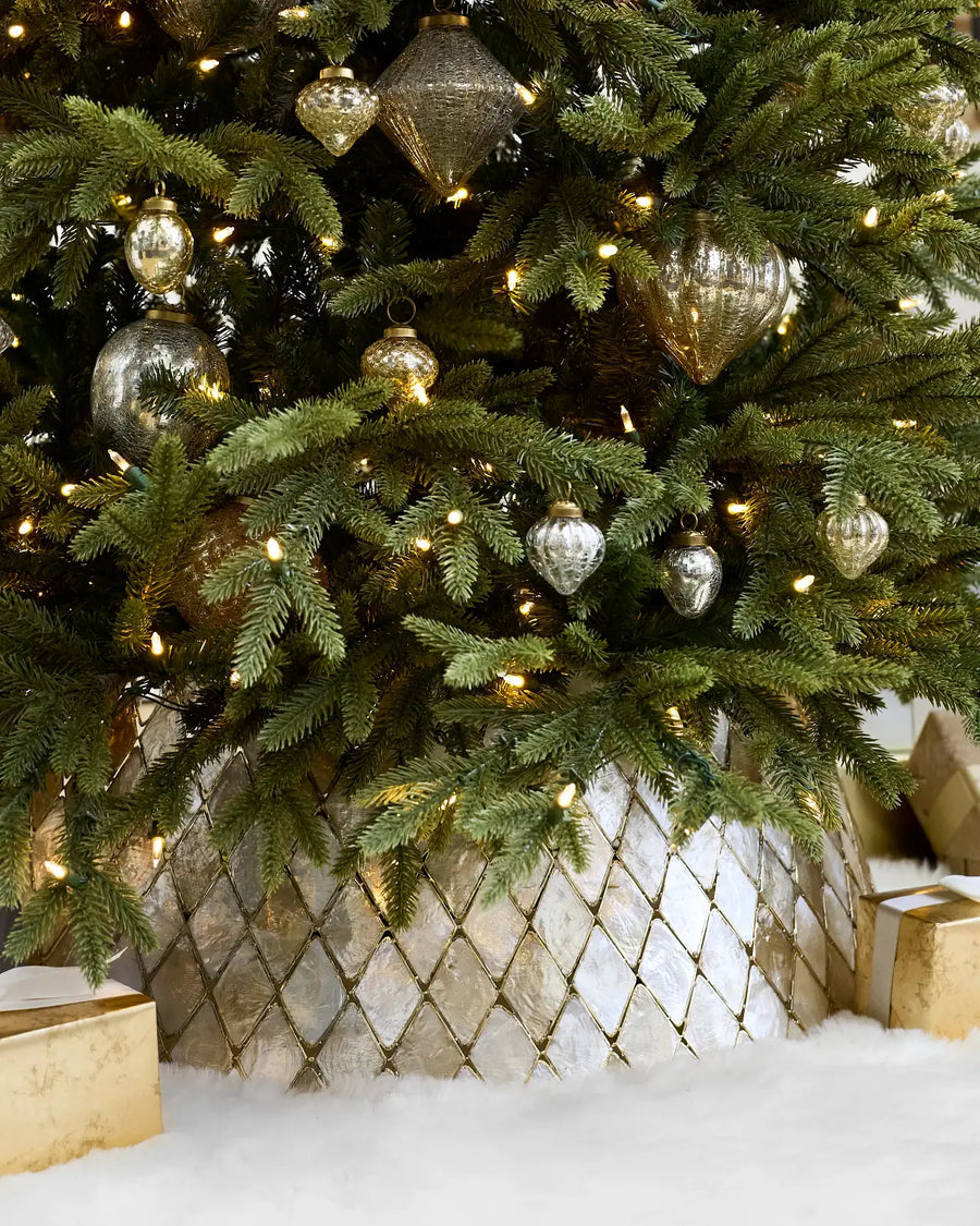 Saia Rígida para Árvore de Natal Mosaico Perolado com Dourado