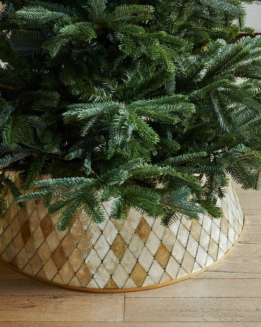 Saia Rígida para Árvore de Natal Mosaico Perolado com Dourado