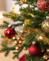 Mini Árvore de Natal 90 cm Encanto Imperial Vermelho & Dourado com Luzes LED