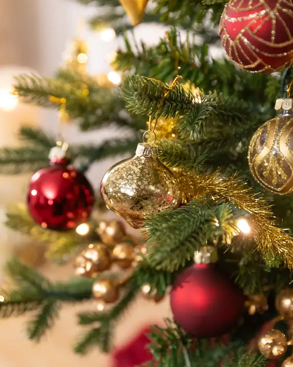 Mini Árvore de Natal 90 cm Encanto Imperial Vermelho & Dourado com Luzes LED