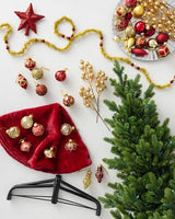 Mini Árvore de Natal 90 cm Encanto Imperial Vermelho & Dourado com Luzes LED