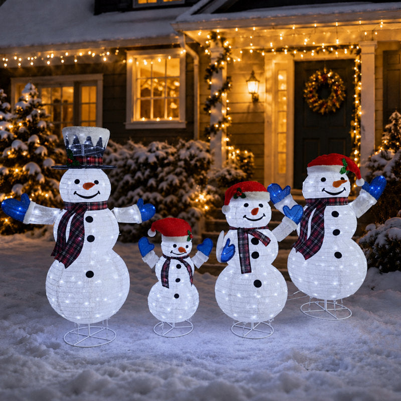 Família de Bonecos de Neve 3D com 346 LEDs – Kit com 4 Peças — imagem 1