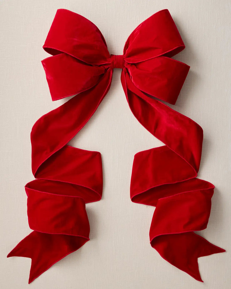 Topo de Árvore Laço de Veludo Vermelho Luxo