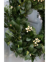 Guirlanda de Natal 90 cm com LED, Folhagens Verdes e Mini Frutas Claras