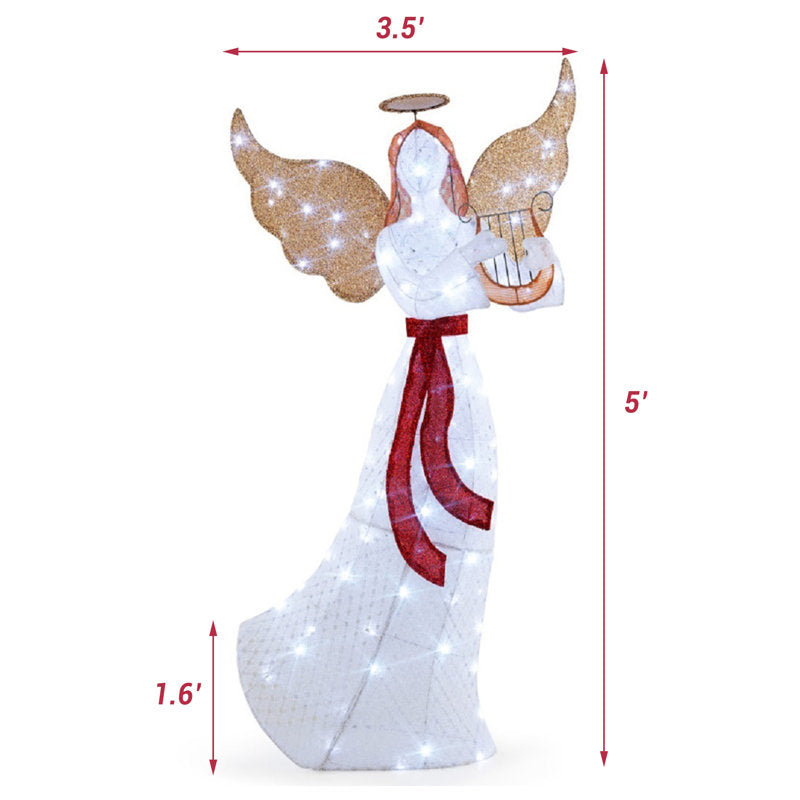 Anjo Natalino com Harpa e 120 LEDs – 1,52 m — imagem 3