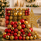 Kit 100 Bolas de Natal Vermelho e Dourado 3 cm, 4 cm e 6 cm + Ponteira Estrela Dourada