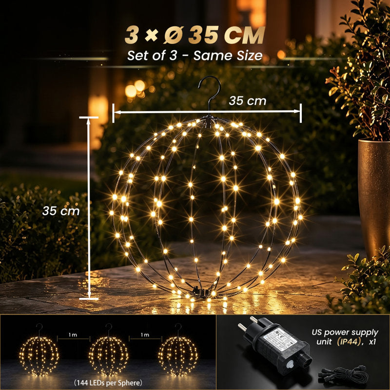 Esferas Natalinas Dobráveis com LED – Kit com 3 Peças — imagem 3