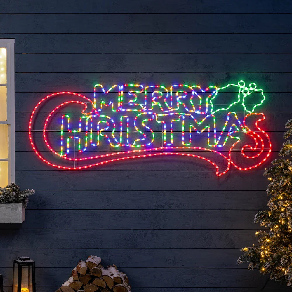 Letreiro de Natal com luzes de corda em LED