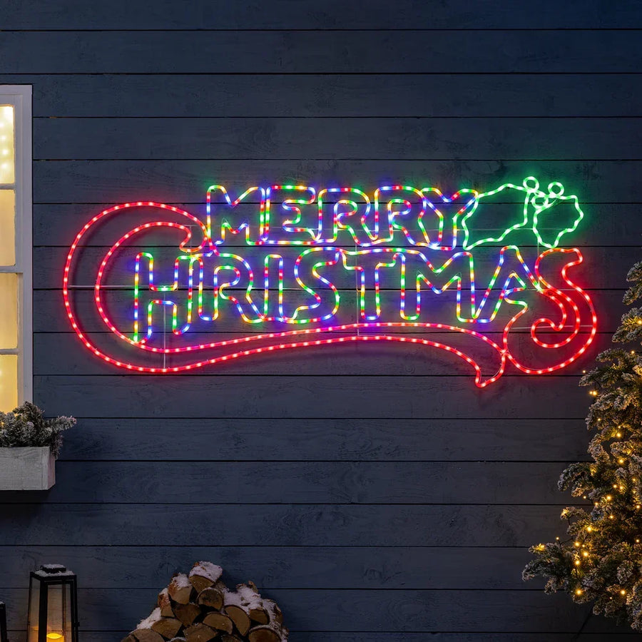 Letreiro de Natal com luzes de corda em LED