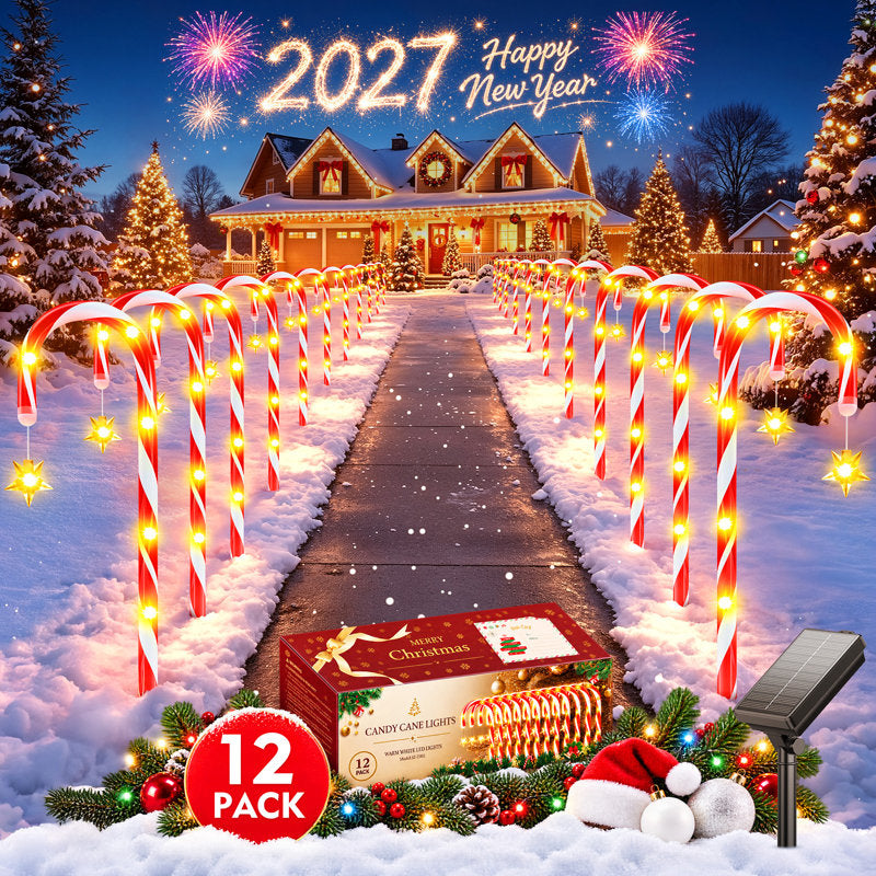 Bengalas Natalinas Solares com 144 LEDs – Kit com 12 Peças — imagem 1
