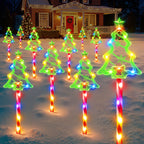 Mini Árvores de Natal Solares com LED – Kit com 10 Peças
