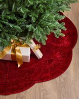 Saia para Árvore de Natal em Veludo Bordô com Relevo