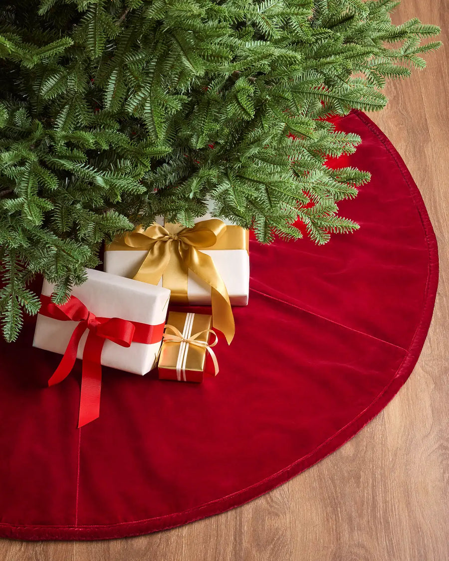 Saia para Árvore de Natal em Veludo Vermelho