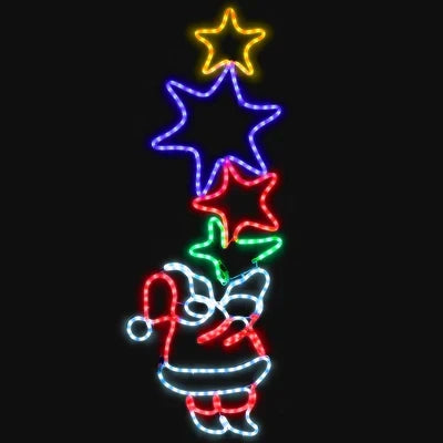 Luminária de parede Papai Noel e Estrela com LED