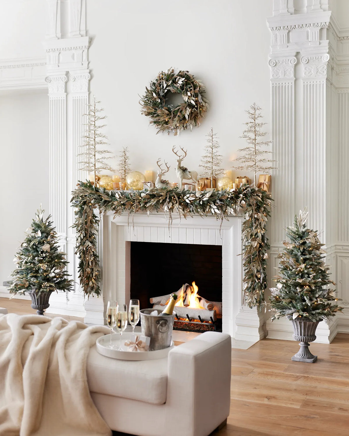 Guirlanda Nevada Champagne Com LED 90 cm
