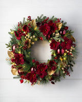 Guirlanda Glamour Vermelho e Dourado Com LED 70 cm
