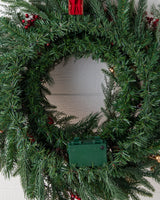 Guirlanda Pinhas e Bagas de Natal Com LED 90 cm