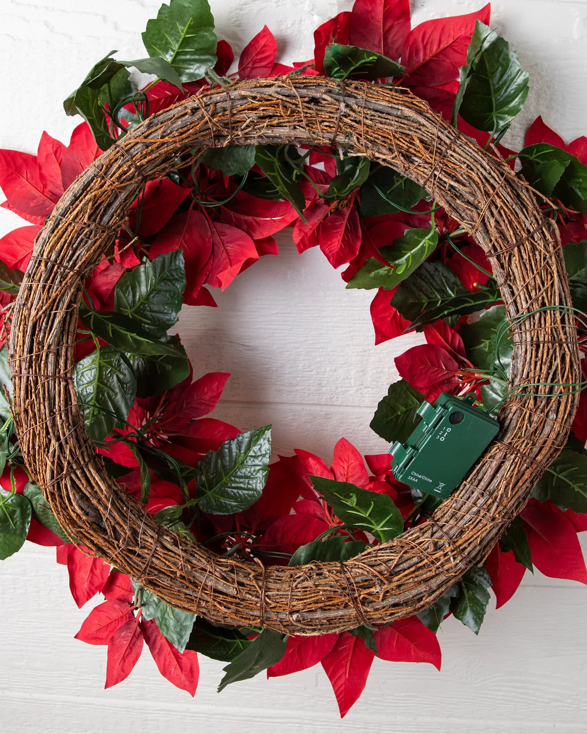 Guirlanda Natal Flores Vermelhas Com LED 90 cm