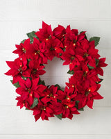 Guirlanda Natal Flores Vermelhas Com LED 90 cm