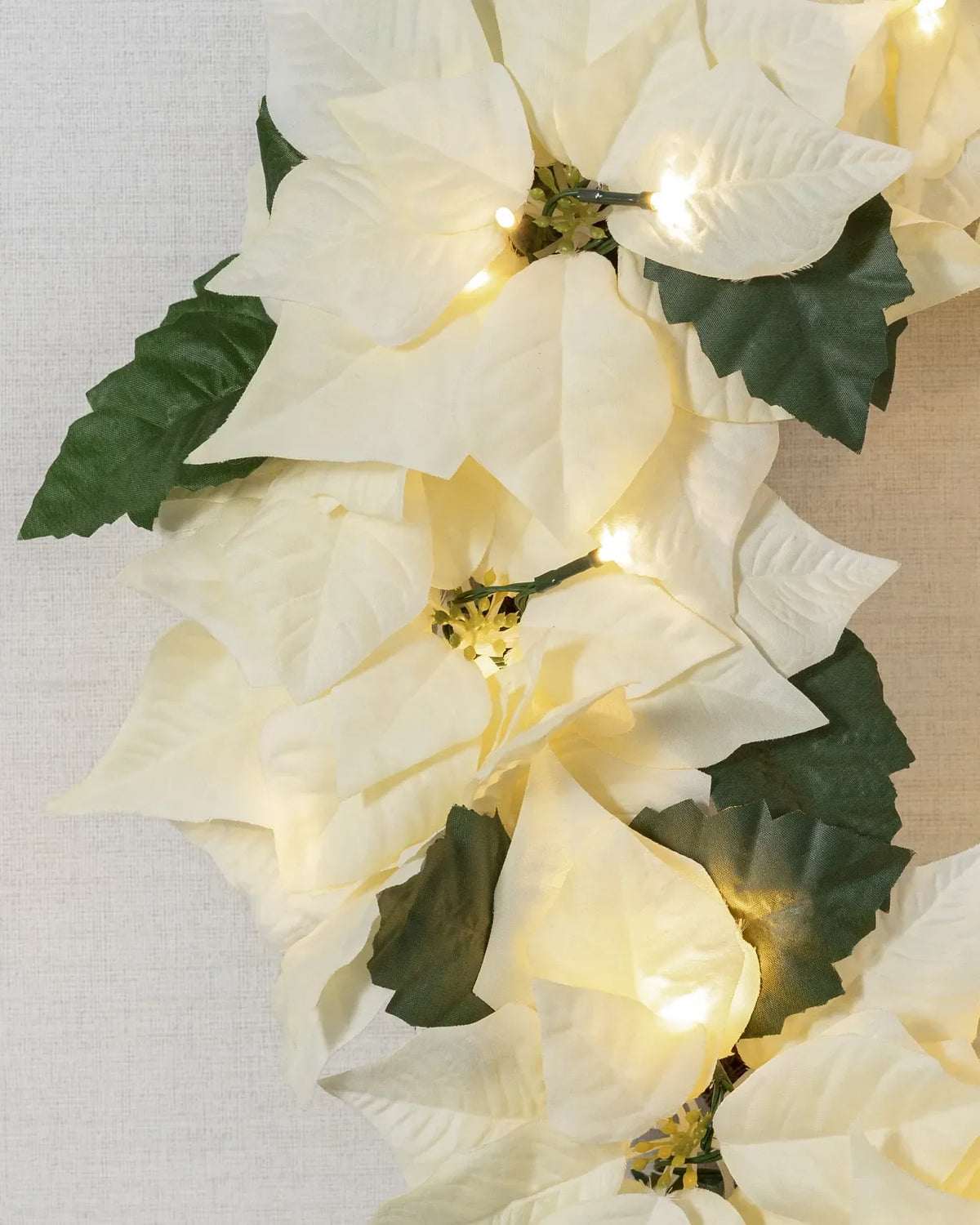 Guirlanda Flores Marfim Com LED 90 cm