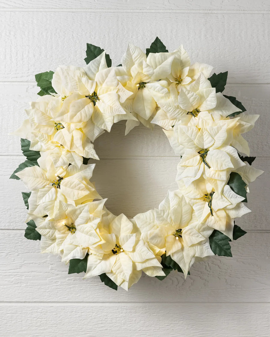 Guirlanda Flores Marfim Com LED 90 cm