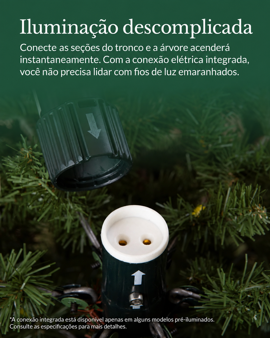 Iluminação descomplicada — conexão integrada da árvore de Natal